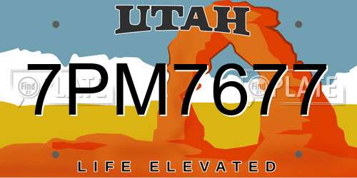 7PM7677 Utah License Plate