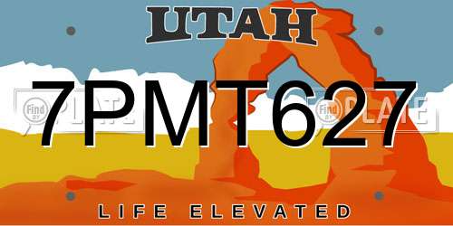 7PMT627 Utah License Plate