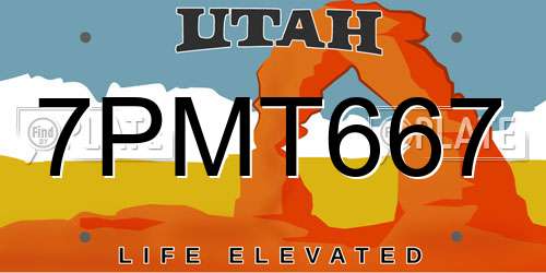 7PMT667 Utah License Plate