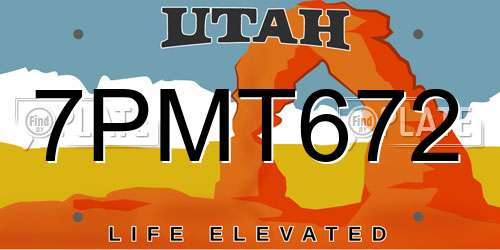 7PMT672 Utah License Plate