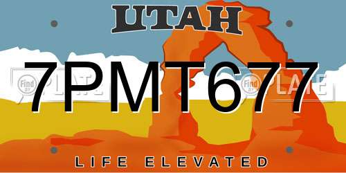 7PMT677 Utah License Plate