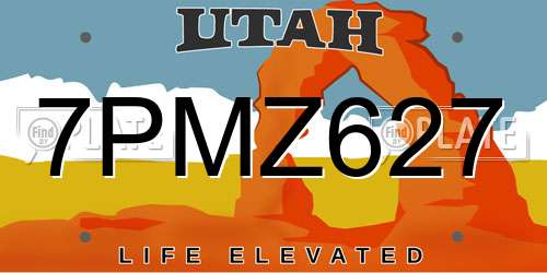 7PMZ627 Utah License Plate
