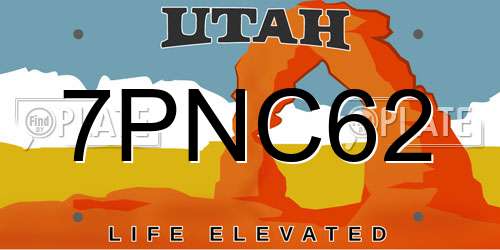 7PNC62 Utah License Plate