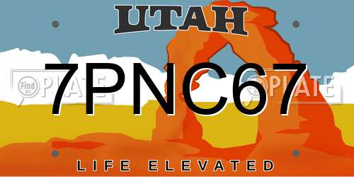 7PNC67 Utah License Plate