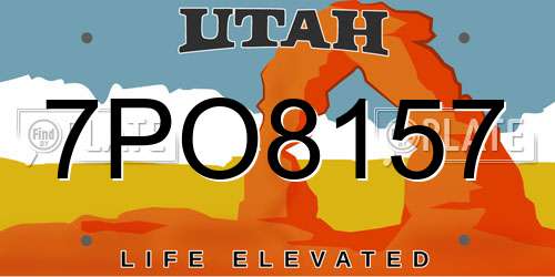7PO8157 Utah License Plate