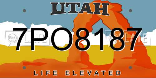 7PO8187 Utah License Plate