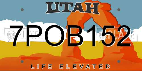 7POB152 Utah License Plate