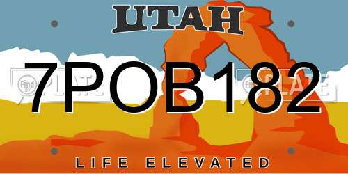 7POB182 Utah License Plate