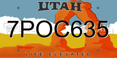 7POC635 Utah License Plate