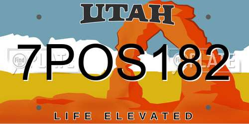7POS182 Utah License Plate