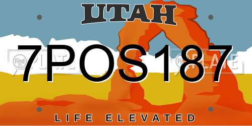 7POS187 Utah License Plate