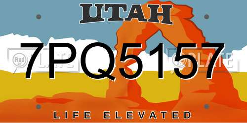 7PQ5157 Utah License Plate