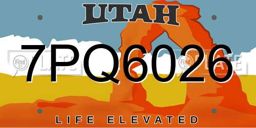 7PQ6026 Utah License Plate