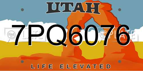 7PQ6076 Utah License Plate
