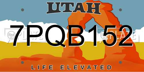 7PQB152 Utah License Plate