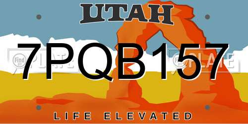 7PQB157 Utah License Plate