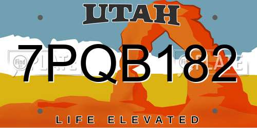 7PQB182 Utah License Plate