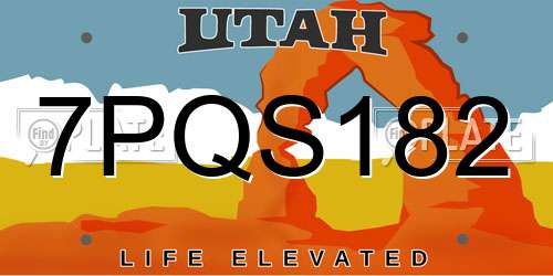 7PQS182 Utah License Plate