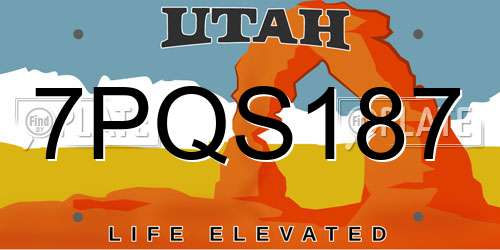 7PQS187 Utah License Plate