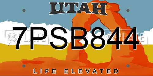 7PSB844 Utah License Plate