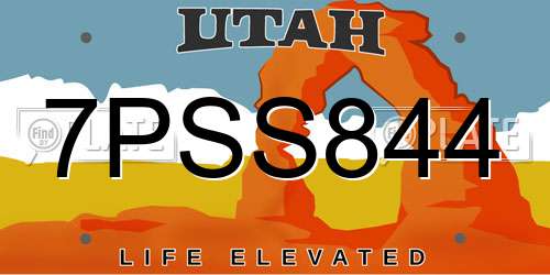 7PSS844 Utah License Plate