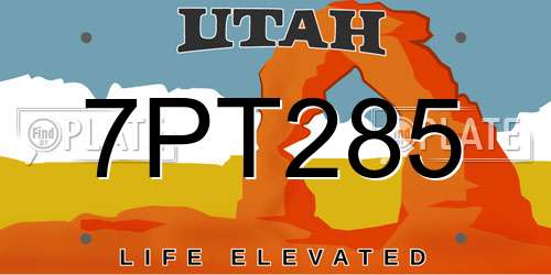 7PT285 Utah License Plate