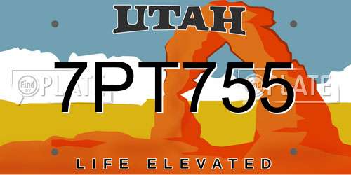7PT755 Utah License Plate