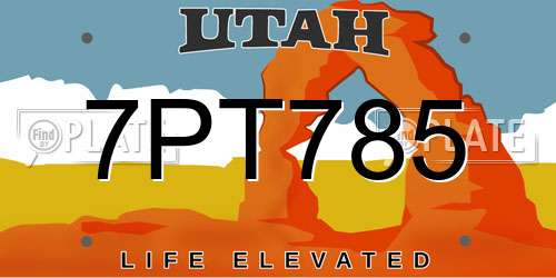 7PT785 Utah License Plate