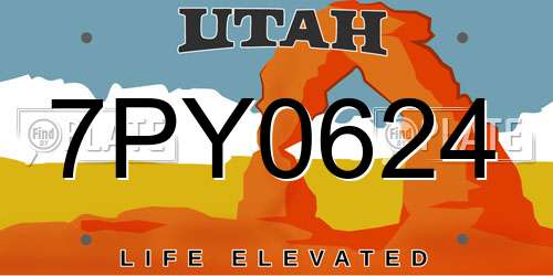 7PY0624 Utah License Plate