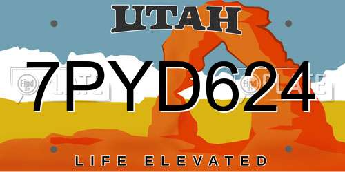 7PYD624 Utah License Plate