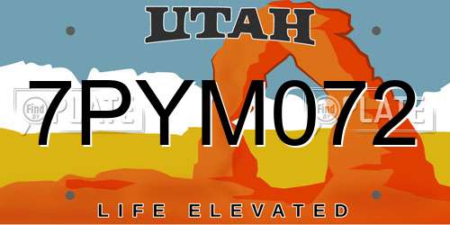 7PYM072 Utah License Plate