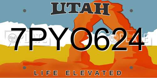 7PYO624 Utah License Plate
