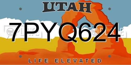 7PYQ624 Utah License Plate