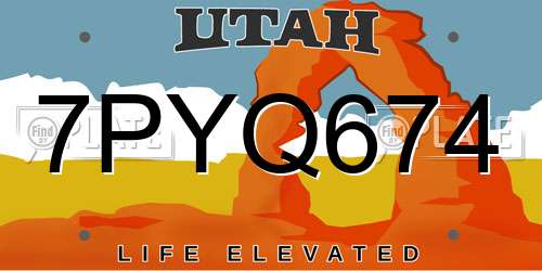 7PYQ674 Utah License Plate