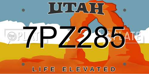 7PZ285 Utah License Plate