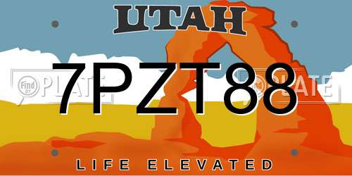 7PZT88 Utah License Plate