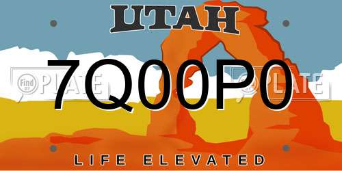 7Q00P0 Utah License Plate
