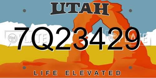 7Q23429 Utah License Plate