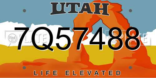 7Q57488 Utah License Plate