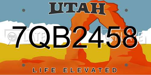 7QB2458 Utah License Plate