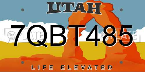 7QBT485 Utah License Plate