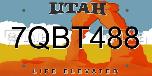 7QBT488 Utah License Plate