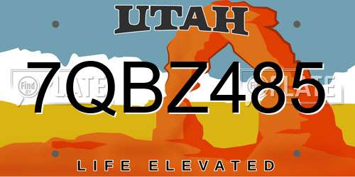 7QBZ485 Utah License Plate