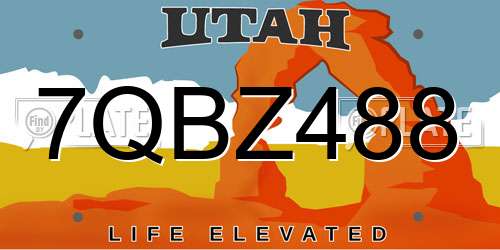 7QBZ488 Utah License Plate