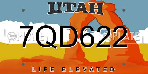 7QD622 Utah License Plate