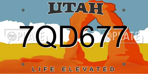 7QD677 Utah License Plate
