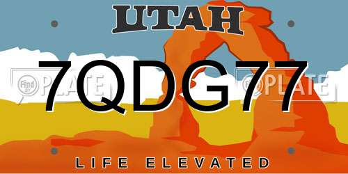 7QDG77 Utah License Plate