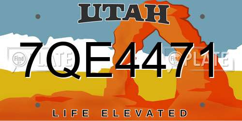 7QE4471 Utah License Plate