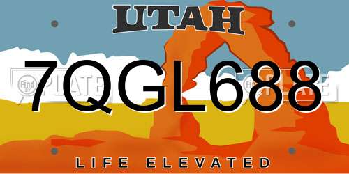 7QGL688 Utah License Plate