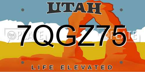 7QGZ75 Utah License Plate